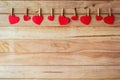 Red paper card heart-shaped Hanging on the walls