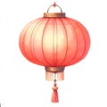 red paper chinese lantern watercolor style illustration
