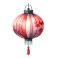 red paper chinese lantern watercolor style illustration