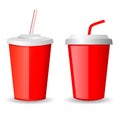 Red paper cup for soft drink, vector cartoon Royalty Free Stock Photo