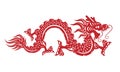 Red paper cut a Chinese Dragon symbols vector art design