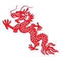 Red paper cut Dragon china vector design