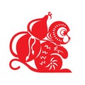 Red paper cut monkey zodiac symbol (monkey holding calabash) Royalty Free Stock Photo