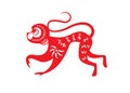 Red paper cut a monkey zodiac symbols Royalty Free Stock Photo