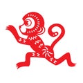 Red paper cut a monkey zodiac symbols vector design