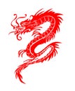 Red paper cut out of a Dragon china zodiac symbols Royalty Free Stock Photo