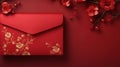 Red paper envelope with golden, representing luck and joy in Chinese tradition