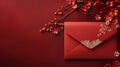 Red paper envelope with golden, representing luck and joy in Chinese tradition