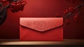 Red paper envelope with golden, representing luck and joy in Chinese tradition