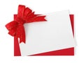 Red paper envelope with white card Royalty Free Stock Photo