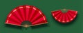 Red paper folding fan