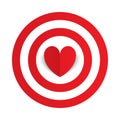 Red paper heart in the center of darts target aim Royalty Free Stock Photo