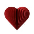 Red paper heart shape design element isolated on white background Royalty Free Stock Photo