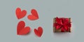 Red paper hearts gray background concept of Valentine& x27;s day