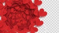 Red paper hearts on transparent background Royalty Free Stock Photo