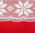 Red paper with lacy border