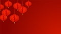 Red Paper Lanterns Composition with bokeh effect. Eco frendly holiday decorations Royalty Free Stock Photo