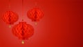 Red Paper Lanterns Composition. Eco frendly holiday decorations
