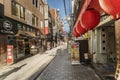 Red paper lanterns of restaurant in the shopping street from the west exit of Kanda Station on the Yamanote Line. The street Royalty Free Stock Photo