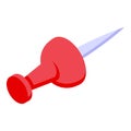 Red paper pin icon isometric vector. Push thumbtack cork Royalty Free Stock Photo