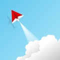 Red paper plane flies with shadow of airplane concept. Flat vector illustration Royalty Free Stock Photo