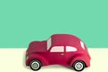 Red paper retro car. Paper art and craft. Royalty Free Stock Photo