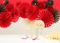 Red paper rosettes