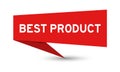 Red speech banner with word best product on white background