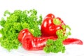 Red paprica with green parsley Royalty Free Stock Photo