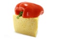 Red paprica on top of the cheese Royalty Free Stock Photo