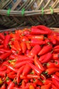 Red paprica in traditional vegetable market. Royalty Free Stock Photo