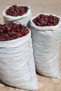 Red paprica in traditional vegetable market in Morocco