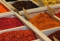 red paprika powder and other exotic spices for sale at the market Royalty Free Stock Photo