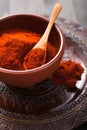 Red paprika powder spice in bowl Royalty Free Stock Photo