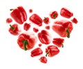 Red paprika in the shape of a heart on a white background Royalty Free Stock Photo