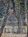 Red park lamp