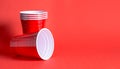 Red party cup background template. Royalty Free Stock Photo