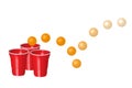 Red party cup with ping pong ball, isolated on white background Royalty Free Stock Photo