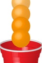 Red party cup with ping pong ball, isolated on white background Royalty Free Stock Photo