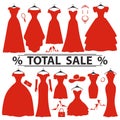 Red party dresses Silhouette.Fashion sale Royalty Free Stock Photo