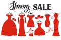 Red party dresses Silhouette.Fashion sale.Spring Royalty Free Stock Photo