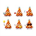 Red party hat cartoon character with various types of business emoticons Royalty Free Stock Photo