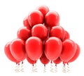 Red party helium balloons. 3D