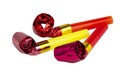 Red party horn whistle noisemaker isolated on the white background Royalty Free Stock Photo