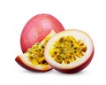 Red passion fruit isolated on white background Royalty Free Stock Photo