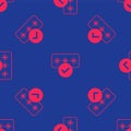 Red Password protection and safety access icon isolated seamless pattern on blue background. Security, safety Royalty Free Stock Photo