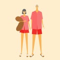 Red pastel pajamas for couple