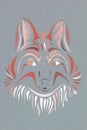 Red pastel silhouette face of fox on grey background. Royalty Free Stock Photo