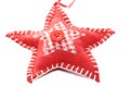 Red patchwork star christmas tree decoration Royalty Free Stock Photo