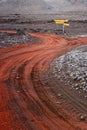 Red path and signpost Royalty Free Stock Photo